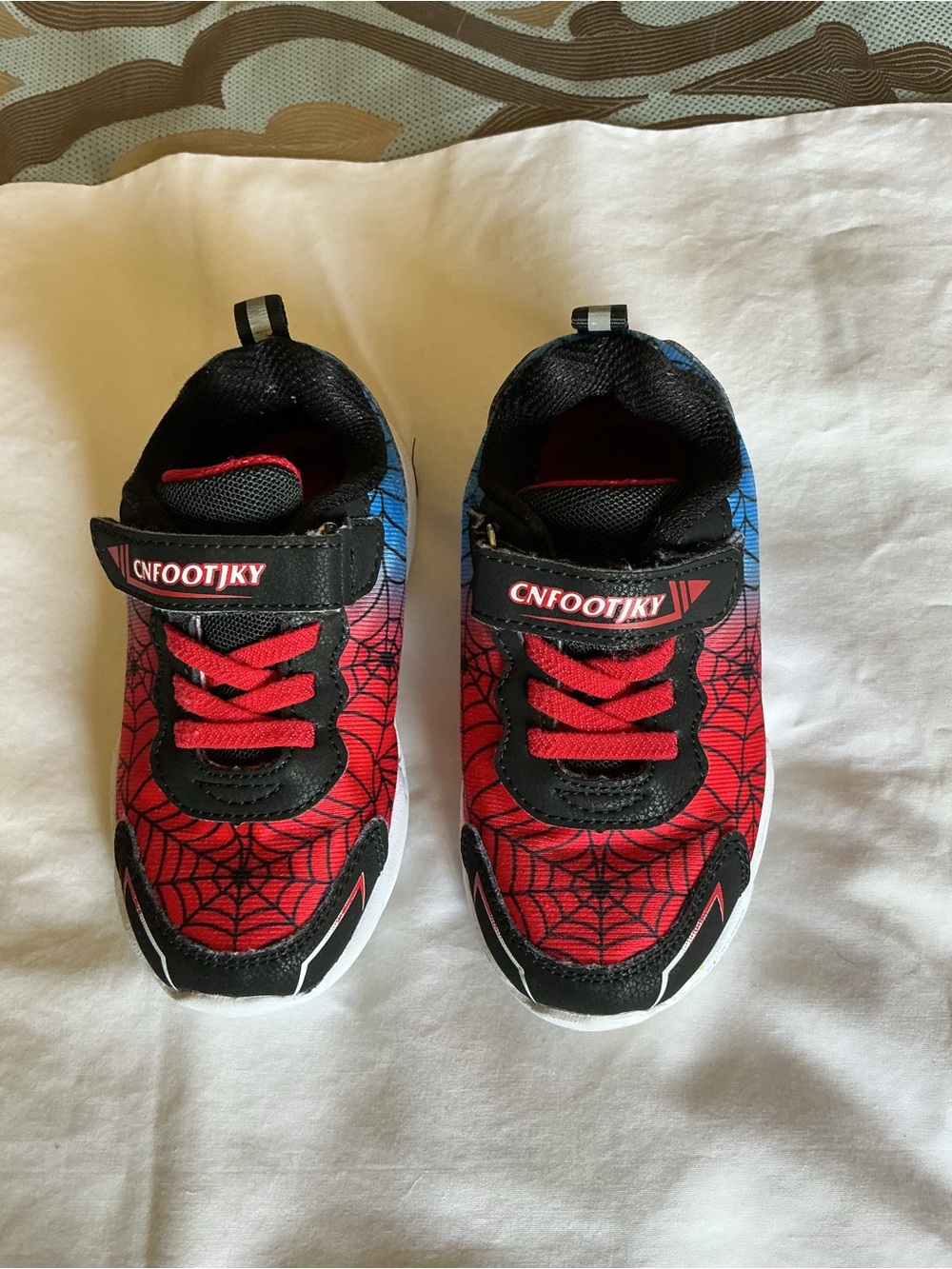 Kids Red Spider-Web Athletic Sneakers
